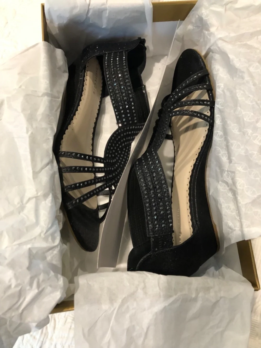 Black sparkle wedges - how fun!